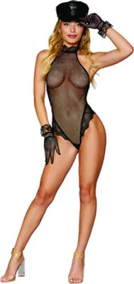 Immagine prodotto di Orsacchiotto a rete con strass nero da donna - XL