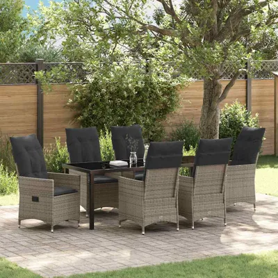 Image de Mobilier d'extérieur exclusif - Ensemble de table et chaises de jardin, 7 pièces, gris, en résine tressée