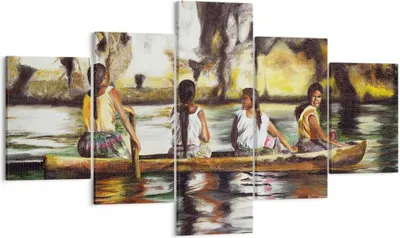 Produktbild von Bild auf Leinwand - Leinwandbild - Frau Wasser Boot - 125x70cm - Wand Bild - Wanddeko - Wandbilder - Leinwanddruck - Bilder - Kunstdruck - Wanddekoration - Leinwand bilder - Wandkunst - EA125x70-3732