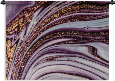 Produktbild von MuchoWow® Wandteppich Wandbehang Marmor - Rosa - Gold - Glitter - Marmoroptik - Luxus 120x90 cm Tapisserie Dekoration Wandtuch - Wohnen - Aufhänger für die Wand