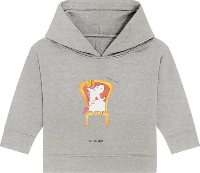 Produktbild von Mr. & Mrs. Panda Organic Baby Hoodie Einhorn Prinzessin 12. - 18. Monat - Heather Grey - Geschenk, Unicorn, Kapuzenshirt, Kapuzensweatshirt, Geburtstag