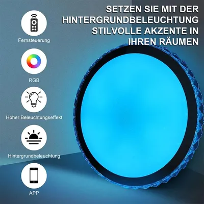 Image de Plafonnier LED intelligent - 36 W, Ø 40 cm - Wi-Fi - Ciel étoilé RGB - Intensité réglable - Télécommande etvia application - 15 à 30 m²