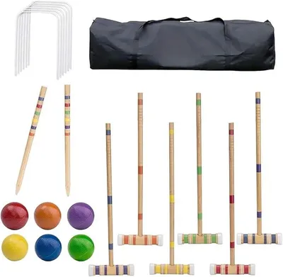 Imagen del producto de Conjunto de croquet para adultos, juego de croquet para 6 jugadores, divertido juego para exteriores