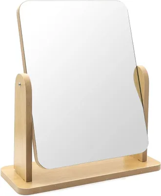 Produktbild von Holz-Schreibtischspiegel – 24,5 x 19 cm – 360° drehbar – rechteckig – für Schminktisch