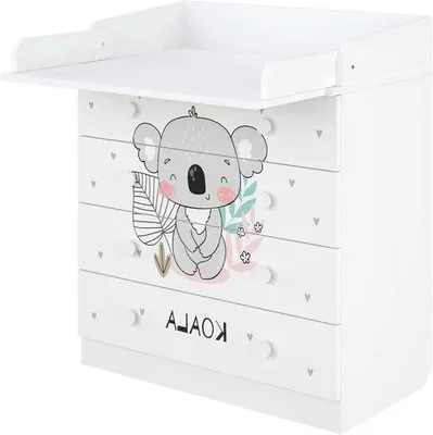 Productafbeelding van Babycommode met 4 laden - Commode babykamer - Baby verzorgen - Koala design - 80.4 x 48 x 91.7 cm