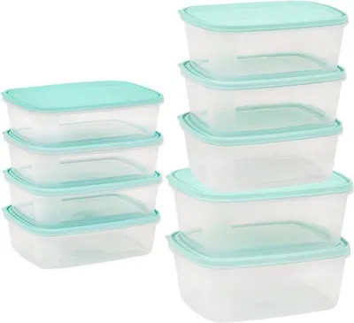 Image de Boîtes réfrigérantes et congélatrices empilables, hermétiques, en plastique sans BPA, lot de 18