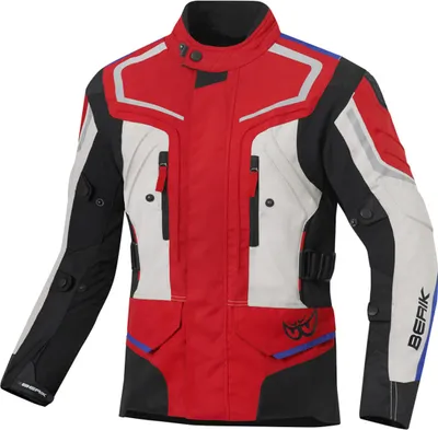 Produktbild von Berik Rallye wasserdichte Motorrad Textiljacke, schwarz/beige/rot/blau, 48