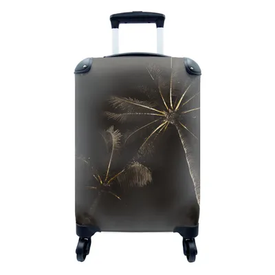 Produktbild von MuchoWow® Koffer Handgepäck Trolley Rollkoffer Kleine Reisekoffer mit 4 Rollen - Palme - Gold - Schwarz - Cabin Size < 55x40x23 cm & 55x40x20 cm - Fotokoffer - Kabinenkoffer - Boardgepäck - Reise-Box - Reisekoffer - Reisegepäck - Koffer mit Bild - Trolley für Kinder