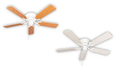 Produktbild von Extra flacher Deckenventilator Pepeo Kisa Deluxe Weiß Flügel Weiß / Ahorn