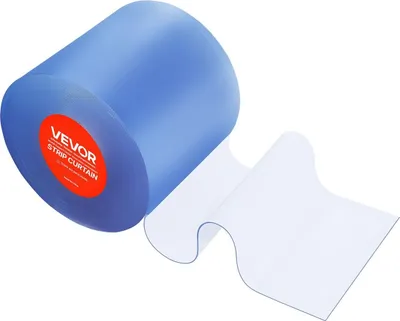 Productafbeelding van Transparante PVC-strip gordijn, 30,8 meter lengte x 30,5 cm breedte, thermisch isolerende plastic strip voor deuren, rolverpakking. Geschikt als deurstrip voor koelruimtes, vriescellen, ingangen van supermarkten, garages en magazijnen