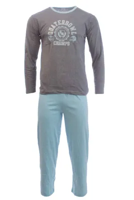 Produktbild von Herren Pyjama Langarm Oberteil + Lange Hose Schlafanzug Quaterbowl