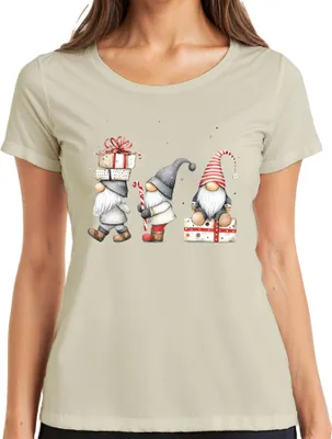 Produktbild von Weihnachtswichtel Skandinavisch niedlich Geschenk Weihnachten Damen T-Shirt, Natur, XL