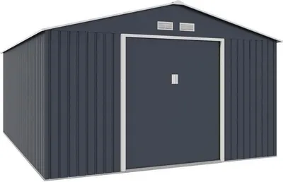 Produktbild von Gartenhaus aus Metall, 15,16 m² – Verankerungsset inklusive – Anthrazitgrau