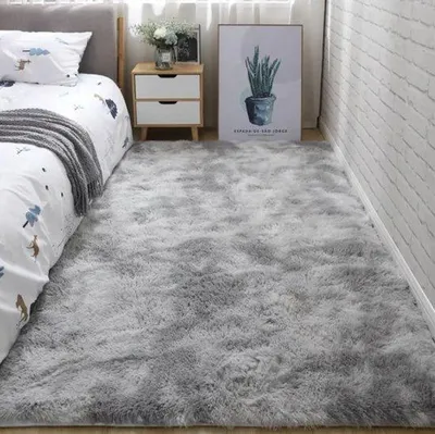 Produktbild von PolkaHome Vloerkleed 120 x 160 cm – Hochflor Teppich in Grau – Weich, Flauschig, Rutschfest – Für Schlafzimmer, Kinderzimmer, Wohnzimmer