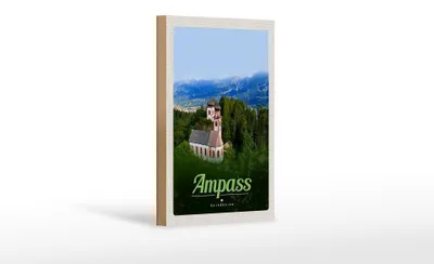 Produktbild von Holzschild Reise 12x18 cm Ampass Österreich Kirche im Wald Natur