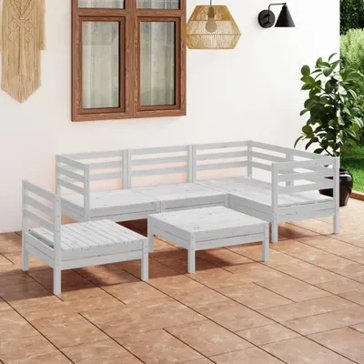 Produktbild von The Living Store 6-tlg. Garten-Lounge-Set Massivholz Kiefer Weiß