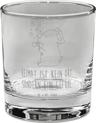 Produktbild von Mr. & Mrs. Panda gravur glas Elefant Seifenblasen - Transparent - Geschenk, Elefanten, Tumbler, für Gin, Rüsseltier, Longdrinkglas, Gute Laune, Cocktailglas, Liebe