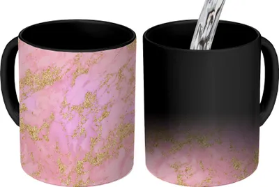 Produktbild von MuchoWow® Zauber Tasse Zaubertasse Magic Glitter - Gold - Marmor - Muster 350 ml Farbwechsel Becher Geschenk Geschenkidee - Magic-Tasse - Fototasse - Keramiktassen - Bilder - Tasse Kaffee - Getränkbec