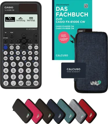 Produktbild von Casio fx-810DE CW inkl. Schutztasche Blau & Fachbuch (96 Seiten, DIN A5) – Wissenschaftlicher Rechner  – Smart Set