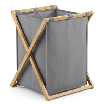 Produktbild von Wäschekorb aus Bambus - 48 Liter - Faltbar & platzsparend - Abnehmbarer Wäschesack - Robust & stabil - Ideal für Schlafzimmer, Badezimmer & Kinderzimmer - Wäschesammler, KI-generiertes Bild