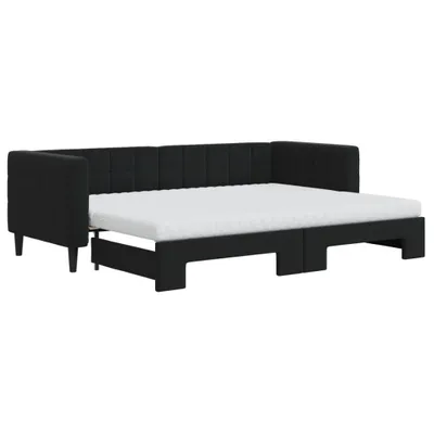 Image de vidaXL Lit de jour extensible avec matelas noir 80x200 cm velours
