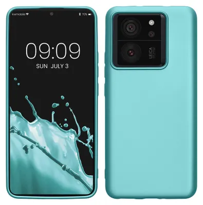 Produktbild von kwmobile Handyhülle für Xiaomi 13T / 13T Pro Hülle - Silikon Case metallisch schimmernd - Schutzhülle Cover - Metallic Mintgrün