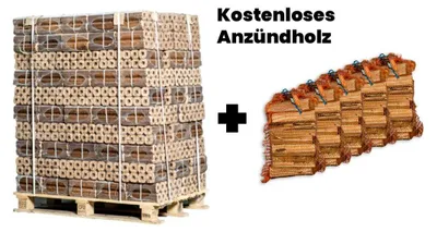 Produktbild von Palette Pini Kay (NL) Briketts + 5 Säcke Anzündholz gratis