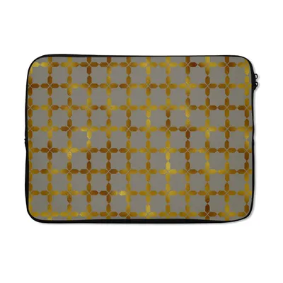 Produktbild von MuchoWow® Laptop Hülle 14 ZollMuster - Gold - Quadratisch - Grau Laptoptasche - Laptoptasche - Stoßsicher - Schutzhaube