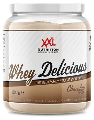 Produktbild von Whey Protein Pulver Eiweißpulver | XXL Nutrition Whey Delicious Schokolade 1000 g | Shake aus Isolat & Konzentrat für Muskelaufbau & Fitness