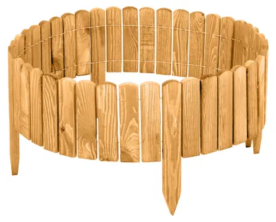 Produktbild von Garronda Beeteinfassung Holz Rollzaun Gartenzaun imprägniert Flexibler Rollborder Rasenkante Palisade Umzäunung für Garten Länge: 200 cm GD-0046 (Hellbraun, Höhe: 40 cm)