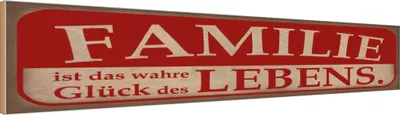 Produktbild von vianmo Holzschild 10x46 cm Familie wahre Glück des Lebens Spruch Zitat