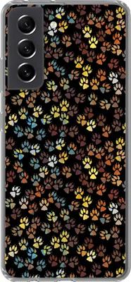 Produktbild von MuchoWow® Handyhülle Schutzhülle Hülle für Telefoonhoesje Samsung Galaxy S21 FE Muster - Hunde - Pfoten - Jungen - Mädchen - Kinder - Kinder Silikon Softcase Handy Hülle - Mobiltelefonhülle