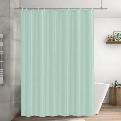 Produktbild von Duschvorhang aus Polyestergewebe, 200 x 200 cm, schimmelresistent, wasserdicht und waschbar, mit 13 Haken, grün