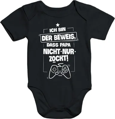 Produktbild von Baby Body Ich bin der Beweis das Papa nicht nur zockt Gamer Nerd Zocker Daddeln Baby Body Moonworks® schwarz 3-6 Monate