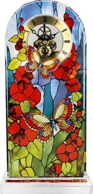 Immagine prodotto di Goebel Tischuhr Tiffany - Schmetterlinge, Kristallglas, Bunt, 32 cm, 67003031