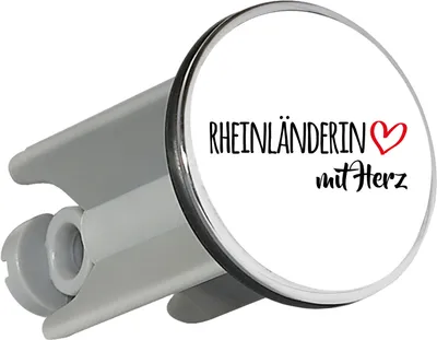 Produktbild von Huuraa Waschbeckenstöpsel Rheinländerin mit Herz 4cm höhenverstellbar Abflussstopfen Geschenkidee