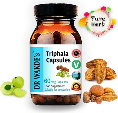 Obrázek produktu pro Kapsle DR WAKDE'S Triphala | 60 Vegi Caps | jurvdsk doplnk stravy | Vegan | 100% byliny | Mnostevn slevy | Doprava ve stejn den