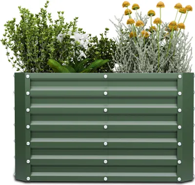 Produktbild von Blumfeldt High Grow Straight Hochbeet, 600 L Gartenbeet aus Galvalume-Stahl für Blumen, Kräuter & Gemüse – Rostbeständiges Metall-Design Mit Offener Bodenstruktur & Einfachem Aufbau