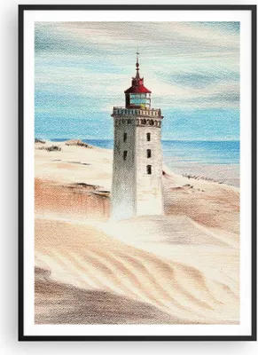 Produktbild von Gerahmtes Poster - Schwarzer Rahmen - Laterne Meer Bild - 70x100 cm - Wand Bild - Wanddeko - Wandbilder - Kunstposter - Wandposter - Bilderrahmen - Bilder - Kunstdruck - P2BPA70x100-4764