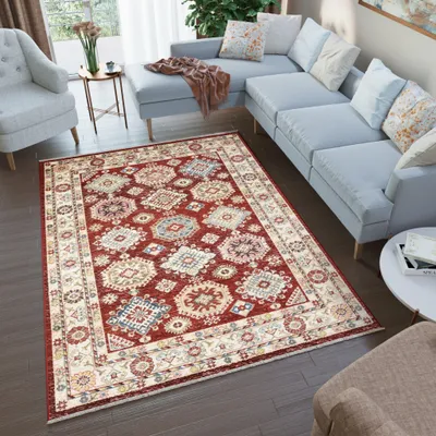 Produktbild von Tapiso Teppich RIVIOLI Modern Design Beige Rot Wohnzimmer 80 x 150 cm