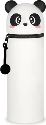 Produktbild von STILVORA Federmäppchen Kawaii Cartoon Stifteköcher aus Silikon für Schüler,Panda-Design, Schreibtisch Stiftehalter mit Reißverschluss, Schwarz-Weiß