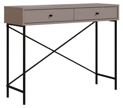 Image de CALICOSY - Console 2 Tiroirs Couleur moka et Pieds en Métal L110 cm - Titan