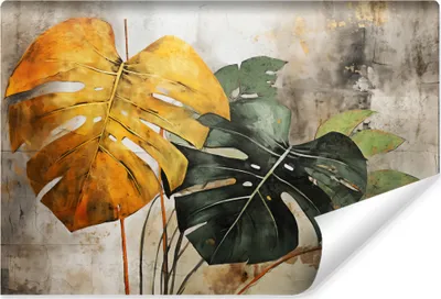 Produktbild von Muralo Vlies Fototapete TROPISCHE BLÄTTER Pflanzen Monstera Blätter Beton Br. 90cm x Hö. 60cm