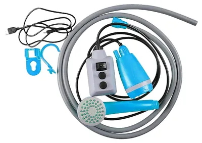 Immagine prodotto di Doccia da campeggio, modello portatile, batteria ricaricabile, blu