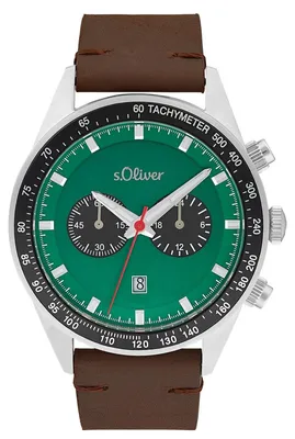 Produktbild von s.Oliver Herren Uhr Armbanduhr Chronograph Leder 2033496