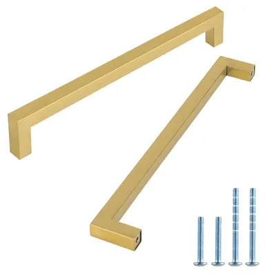 Möbelgriffe Edelstahl 6er-Set, 320 mm Lochabstand, Gold