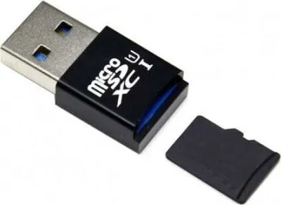 Produktbild von System-S Mini Adapter USB A 3.0 für microSD Karten Leser Card Reader Kartenlesegerät in Schwarz