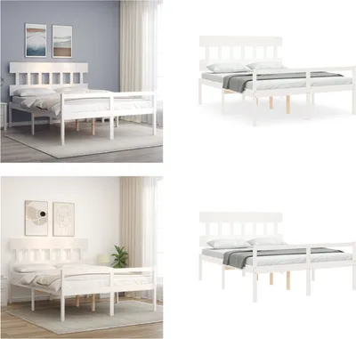 Produktbild von vidaXL Seniorenbett mit Kopfteil 160x200 cm Weiß Massivholz - Seniorenbett - Seniorenbetten - Bett Für Senioren - Betten Für Senioren