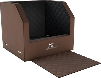 Produktbild von Knuffelwuff Cargo Hunde Auto Transportbox Sicherheit für den Hund und Sitzschutz für den Vordersitz Größe 2 - 45 x 45 x 30cm Braun/Schwarz