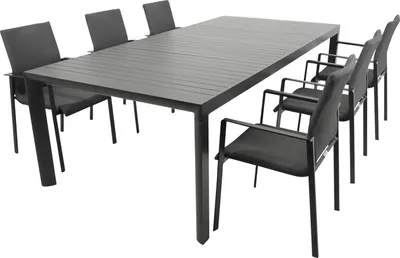 Produktbild von DEGAMO Garnitur LAGOS XL 7-teilig, Alu + Kunstgewebe dunkelgrau